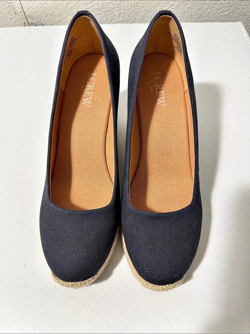 J.Crew Canvas Espadrille Wedge Pumps Blue & Brown US 6